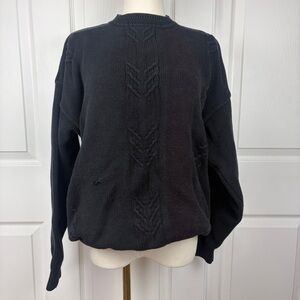 Roundtree & Yorke Black Cotton cable knit sweater